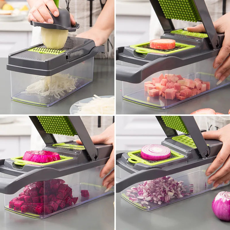 13 in 1 food chopper onion chopper Vegetable Cutter Fruit Slicer grater paring knife chopper grinder kitchen gadgets