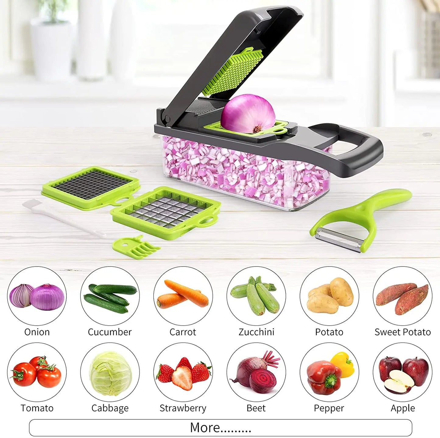 13 in 1 food chopper onion chopper Vegetable Cutter Fruit Slicer grater paring knife chopper grinder kitchen gadgets