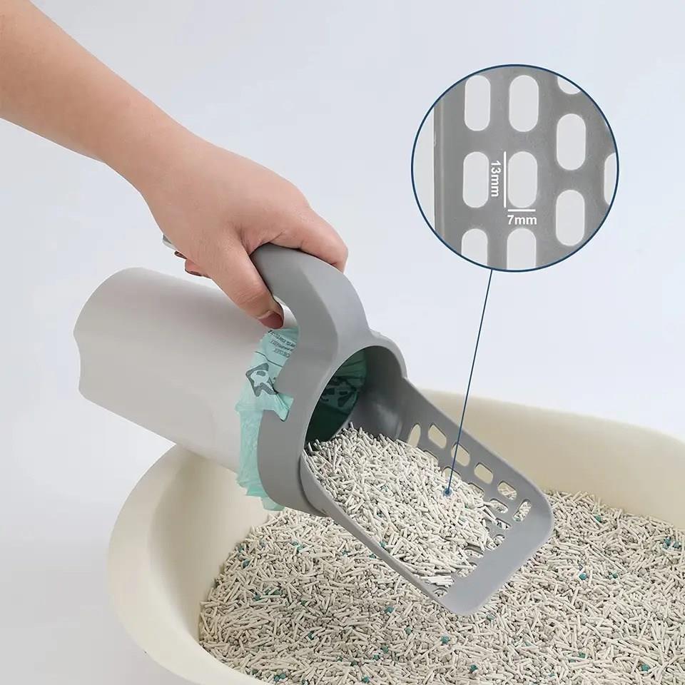 Japanese Quality Integrated Cat Litter Scoop Large Capacity Portable Shovel with Garbage Bag Poop Cleaning Artifact Cat Supplies