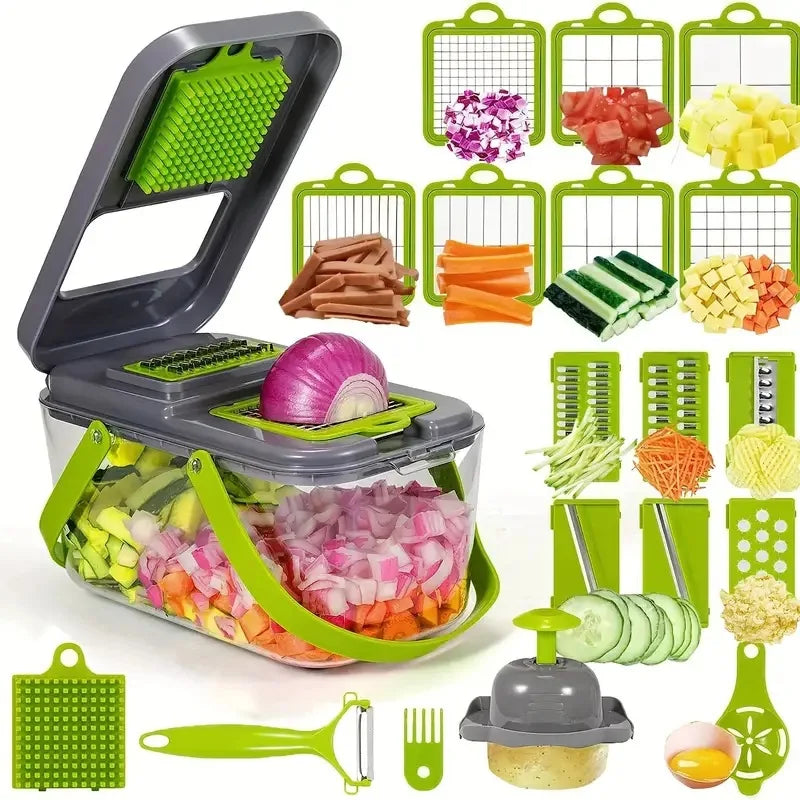 25 in 1 Multifunctional Vegetable Chopper Onion Grater Carrot Potato Shredder Fruit Slicer Garlic Chopper Kitchen Gadget Tool