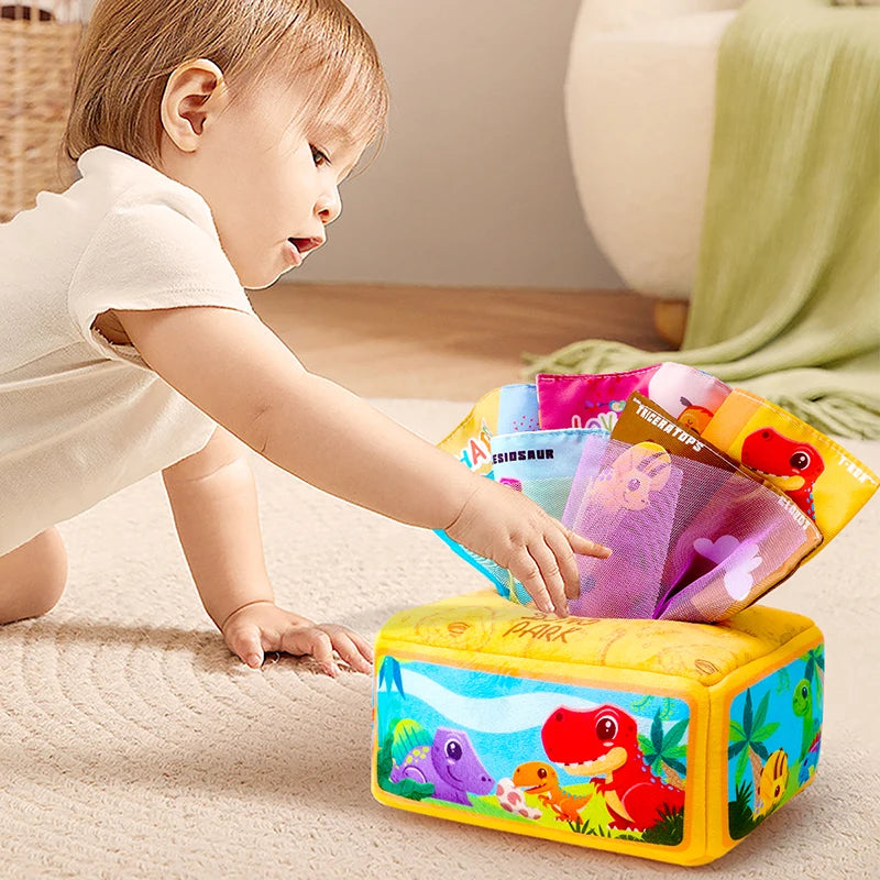 mom care Baby Draw Paper Towel Tearing Tissue Box Baby Puzzle Early Education Montessori Children Cloth ToysYY03（0+10）