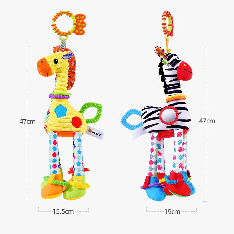 mom care Animal Handbells Rattles Plush Infant Baby Development Handle Toys WIth Teether Baby Toy For Newborn Gifts