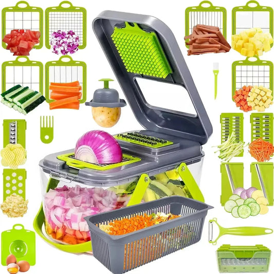 25 in 1 Multifunctional Vegetable Chopper Onion Grater Carrot Potato Shredder Fruit Slicer Garlic Chopper Kitchen Gadget Tool