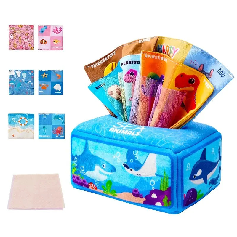 mom care Baby Draw Paper Towel Tearing Tissue Box Baby Puzzle Early Education Montessori Children Cloth ToysYY03（0+10）