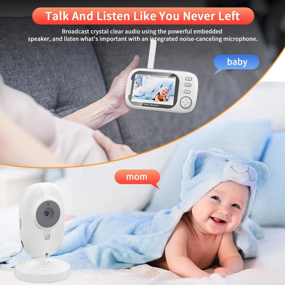 Mom care 3.5 inch Wireless Video Baby Monitor Night Vision Temperature Monitoring 2 Way Audio Talk Baby Nanny Security Camera