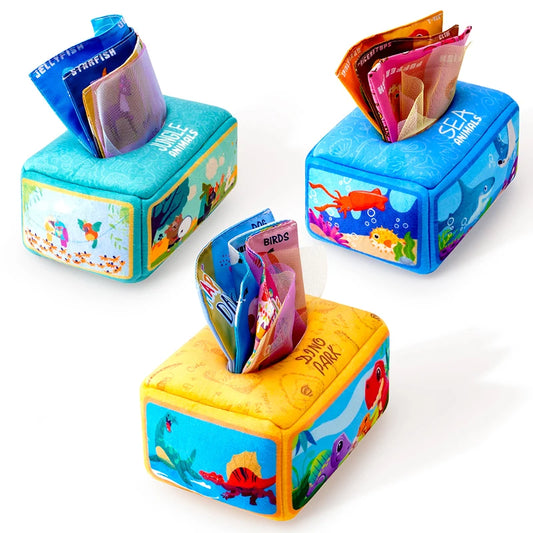 mom care Baby Draw Paper Towel Tearing Tissue Box Baby Puzzle Early Education Montessori Children Cloth ToysYY03（0+10）