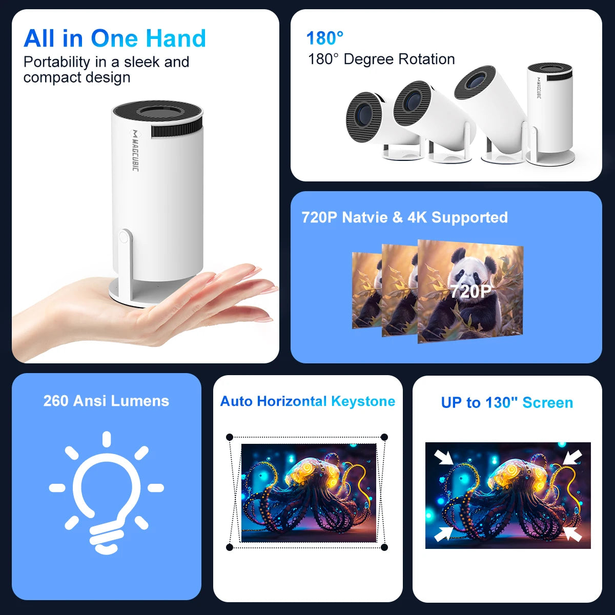 UMIAYA4K Android 11 Dual Wifi6 260ANSI H713 BT5.0 1080P 1280*720P Home Cinema Outdoor Projetor