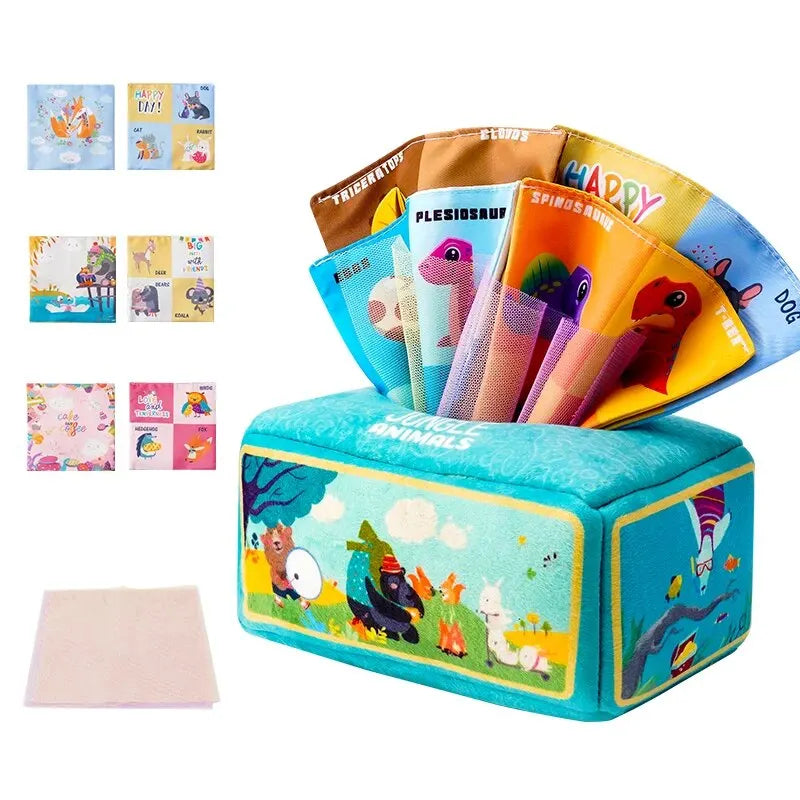 mom care Baby Draw Paper Towel Tearing Tissue Box Baby Puzzle Early Education Montessori Children Cloth ToysYY03（0+10）